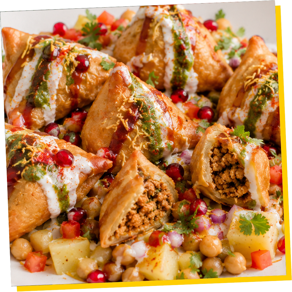 Chicken Samosa Chaat
